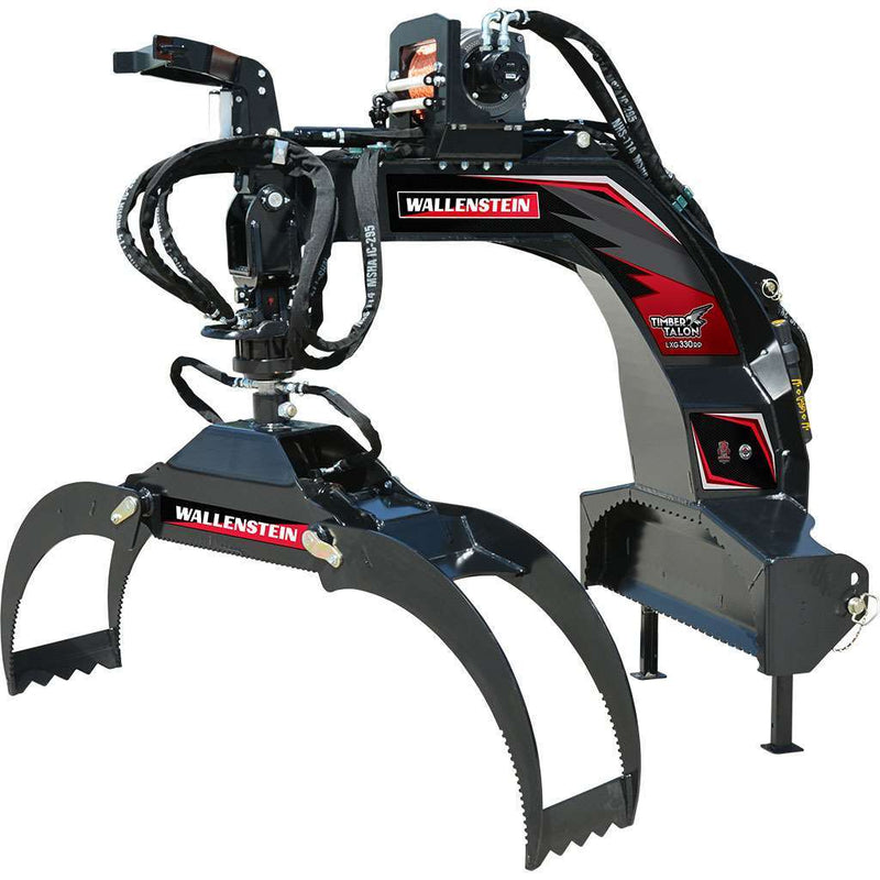 Wallenstein Equipment LXG330RP – 4,500 lb Hydraulic Rotator Log Grapple with Winch & Extendable Boom - Iron Elk