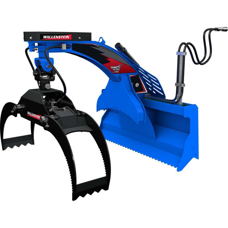 Wallenstein Equipment LXG420S – 3,000 lb Skid‑Steer Log Grapple with 180° Spring‑Centered Rotation - Iron Elk
