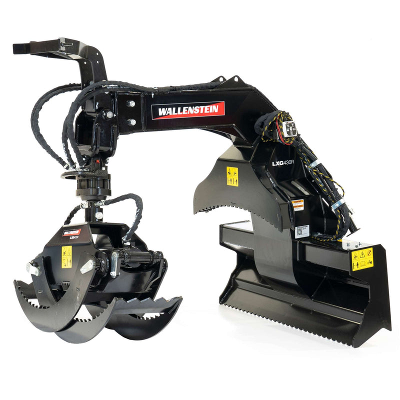 Wallenstein Equipment LXG430R – Heavy - Duty Skid - Steer Log Grapple with 360° Hydraulic Rotation - Iron Elk
